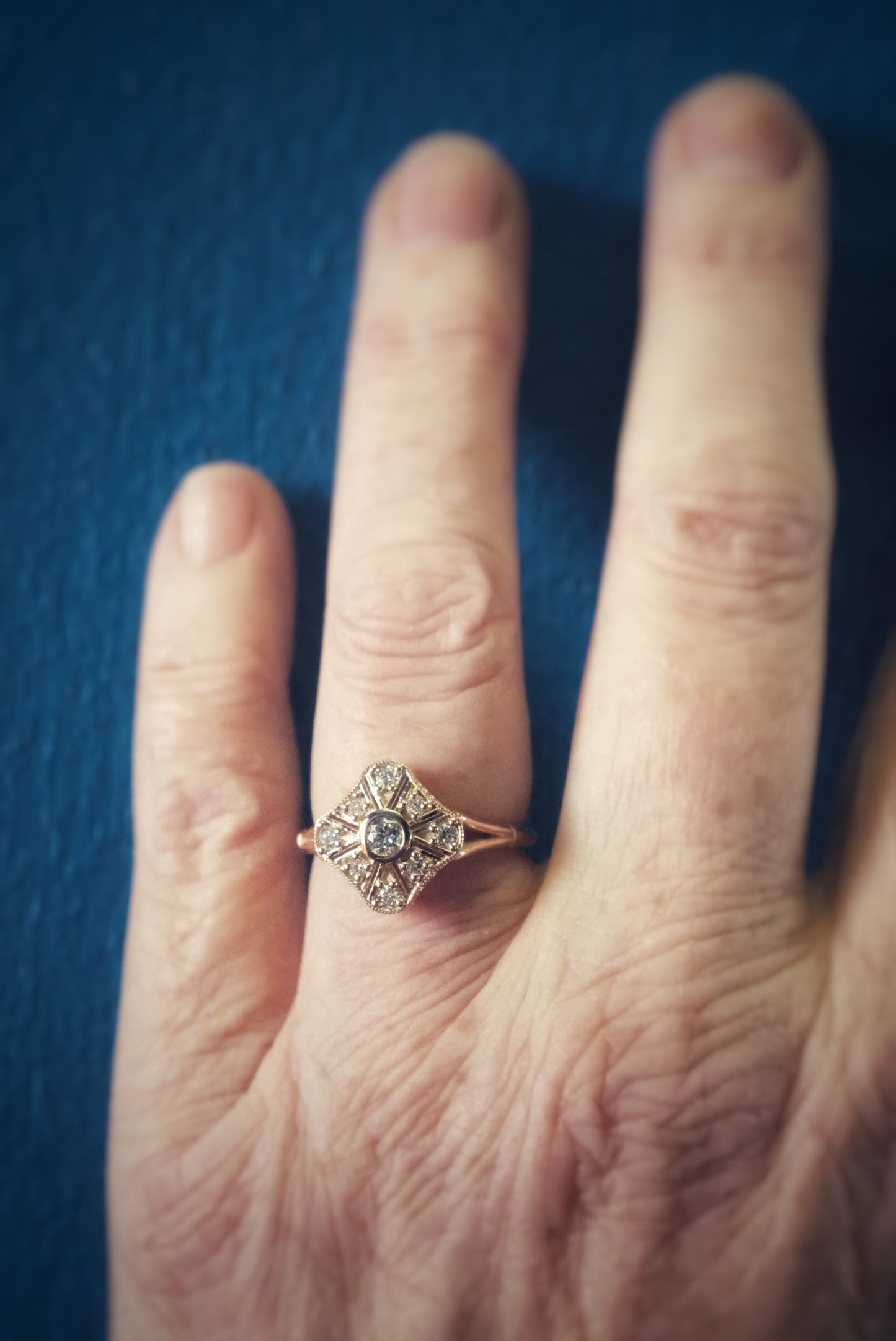 Rose gold and diamond ring