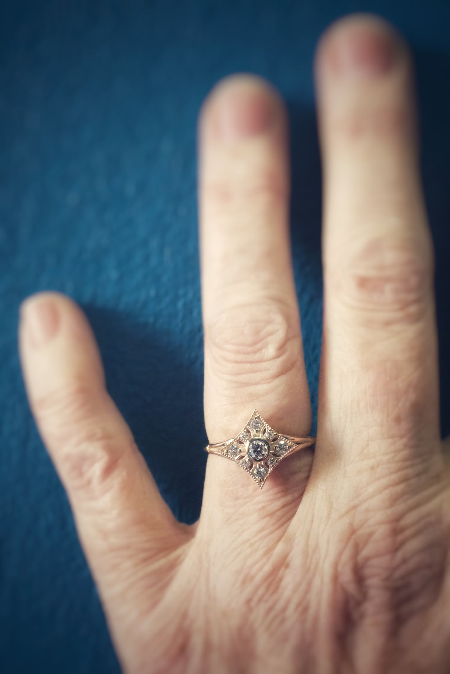 Rose gold and diamond ring