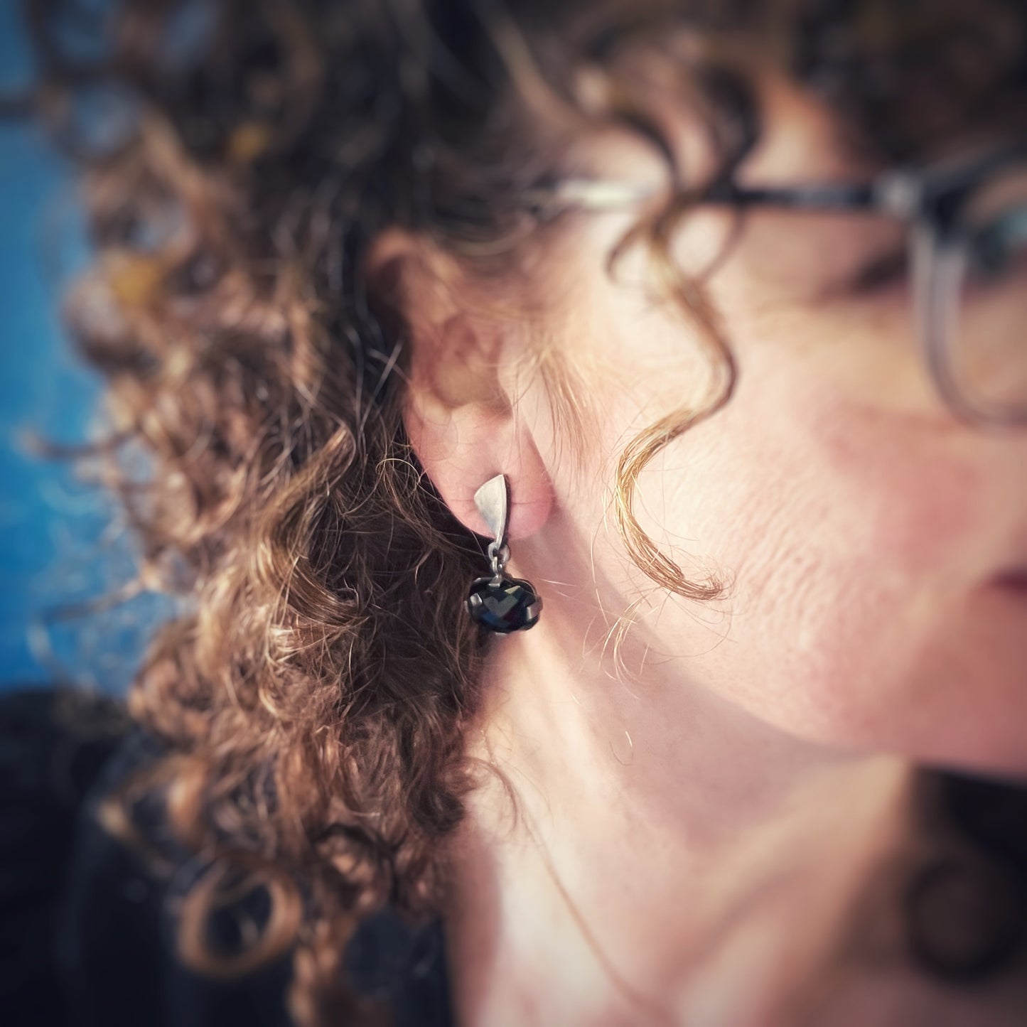 Faceted onyx earrings