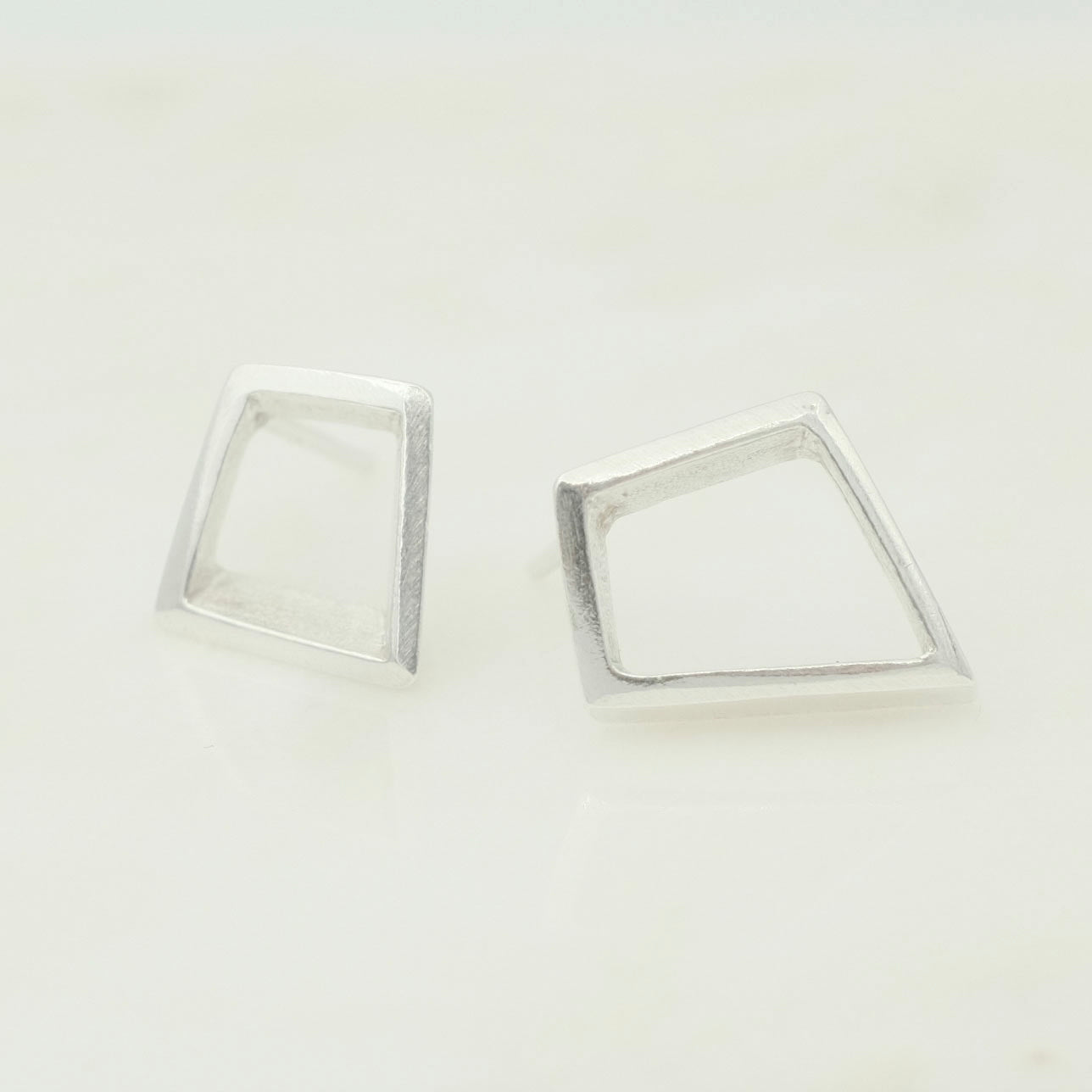 Angular silver earrings