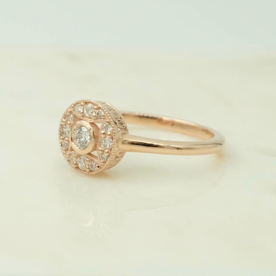 Rose gold and diamond ring