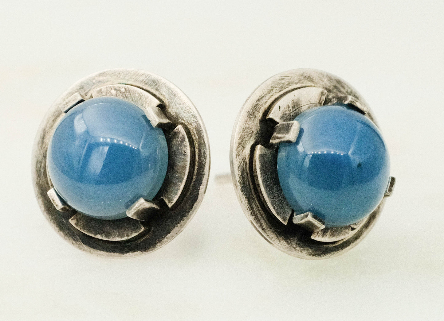 Blue agate stud earrings