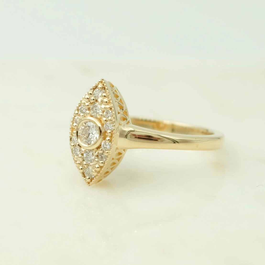 Gold and diamond ring