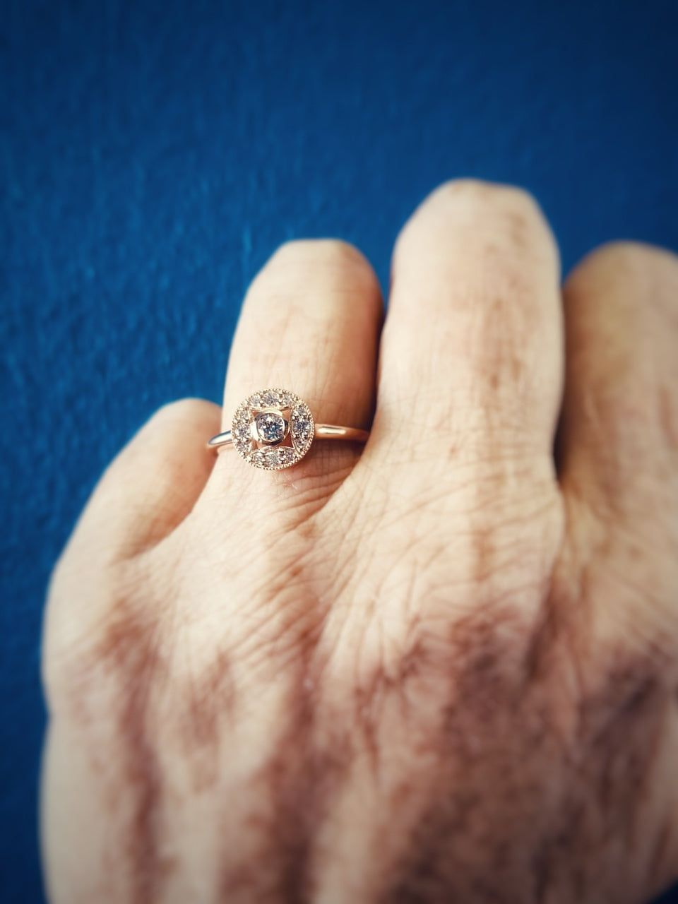 Rose gold and diamond ring