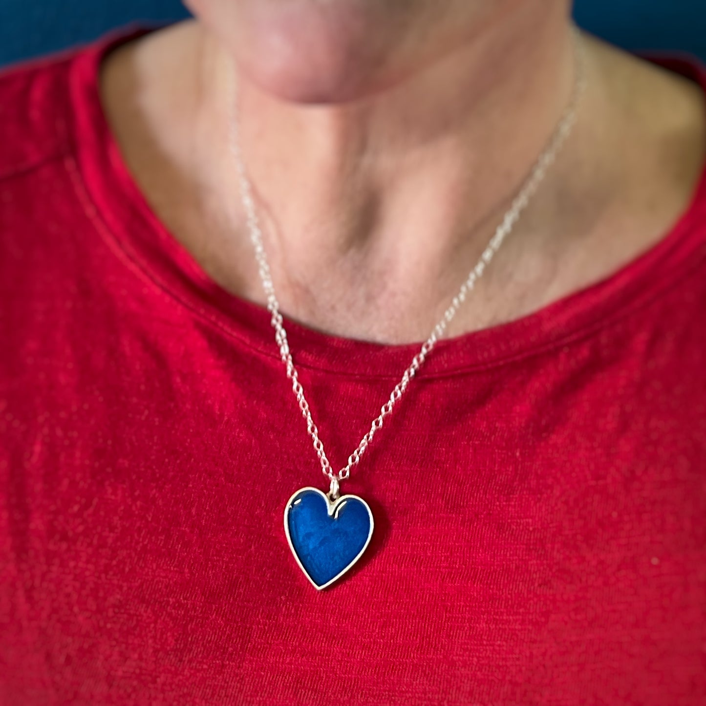 Resin heart pendant blue