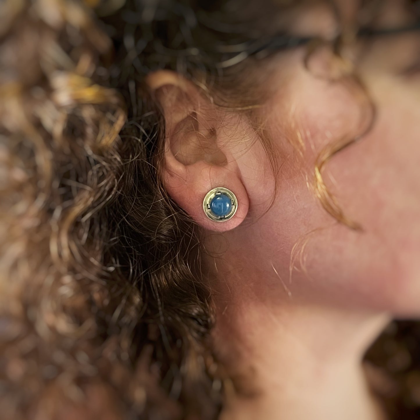 Blue agate stud earrings